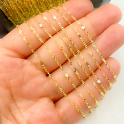14k Solid Gold Singapore Chain & Diamond Cut Oval Link Chain